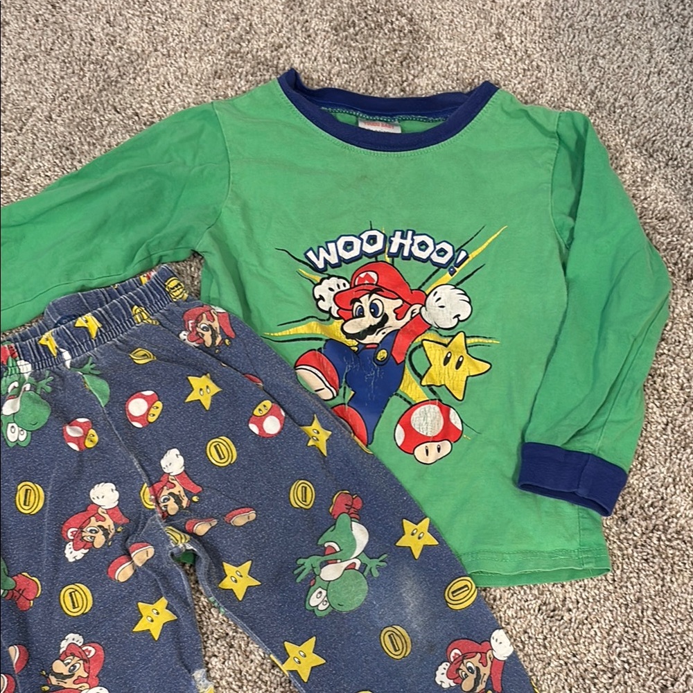 Green & Navy Super Mario Kids Pajama Set